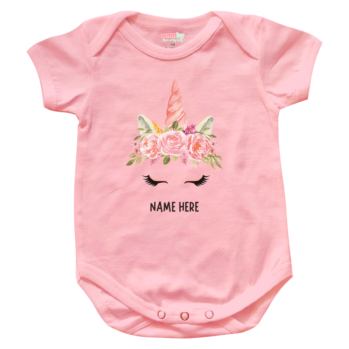 unicorn 1 womby baby rompers pink