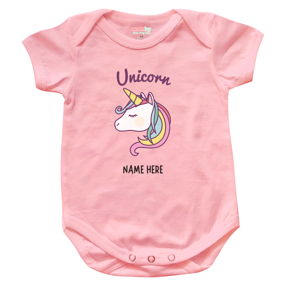 unicorn 3 womby baby rompers pink