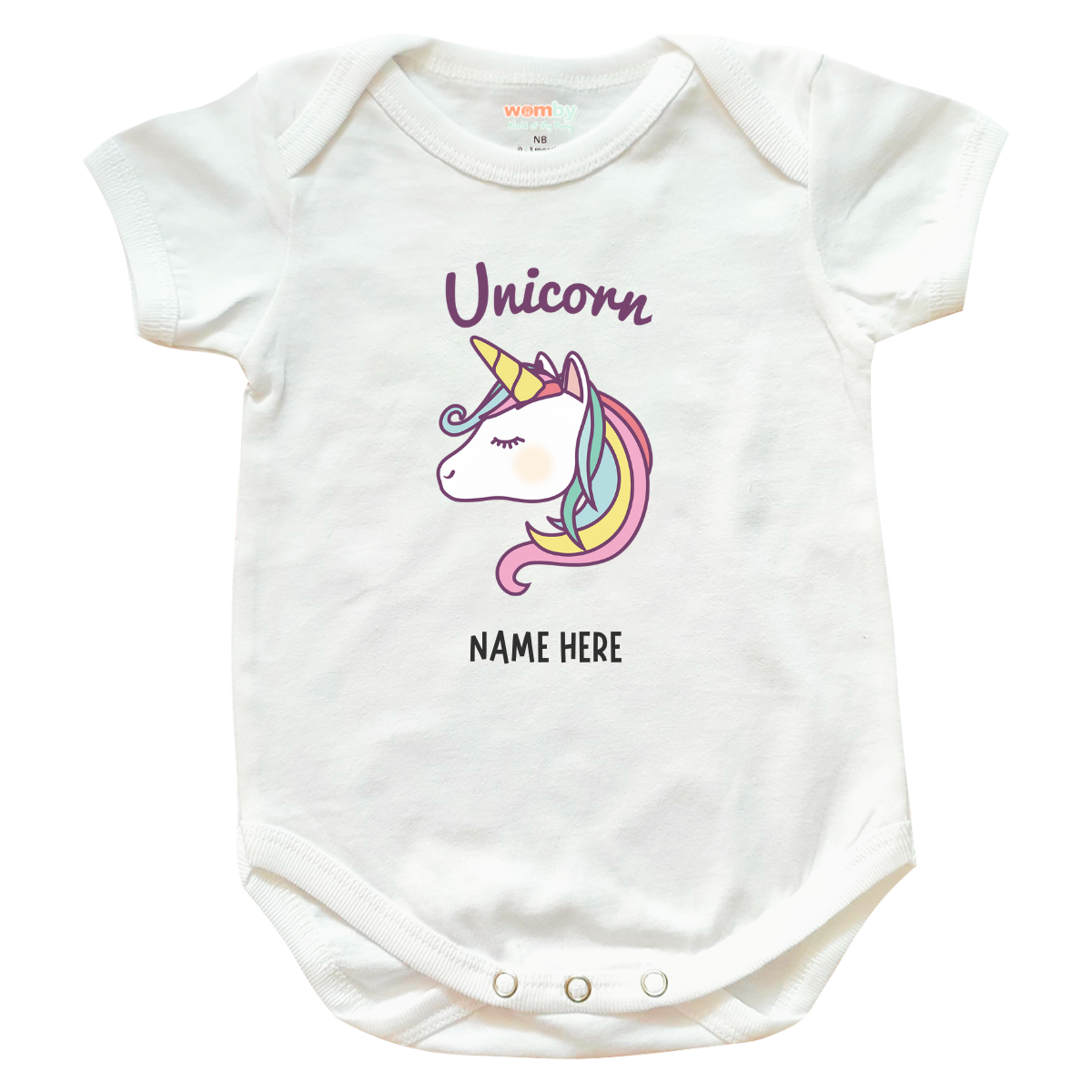 unicorn 3 womby baby rompers white