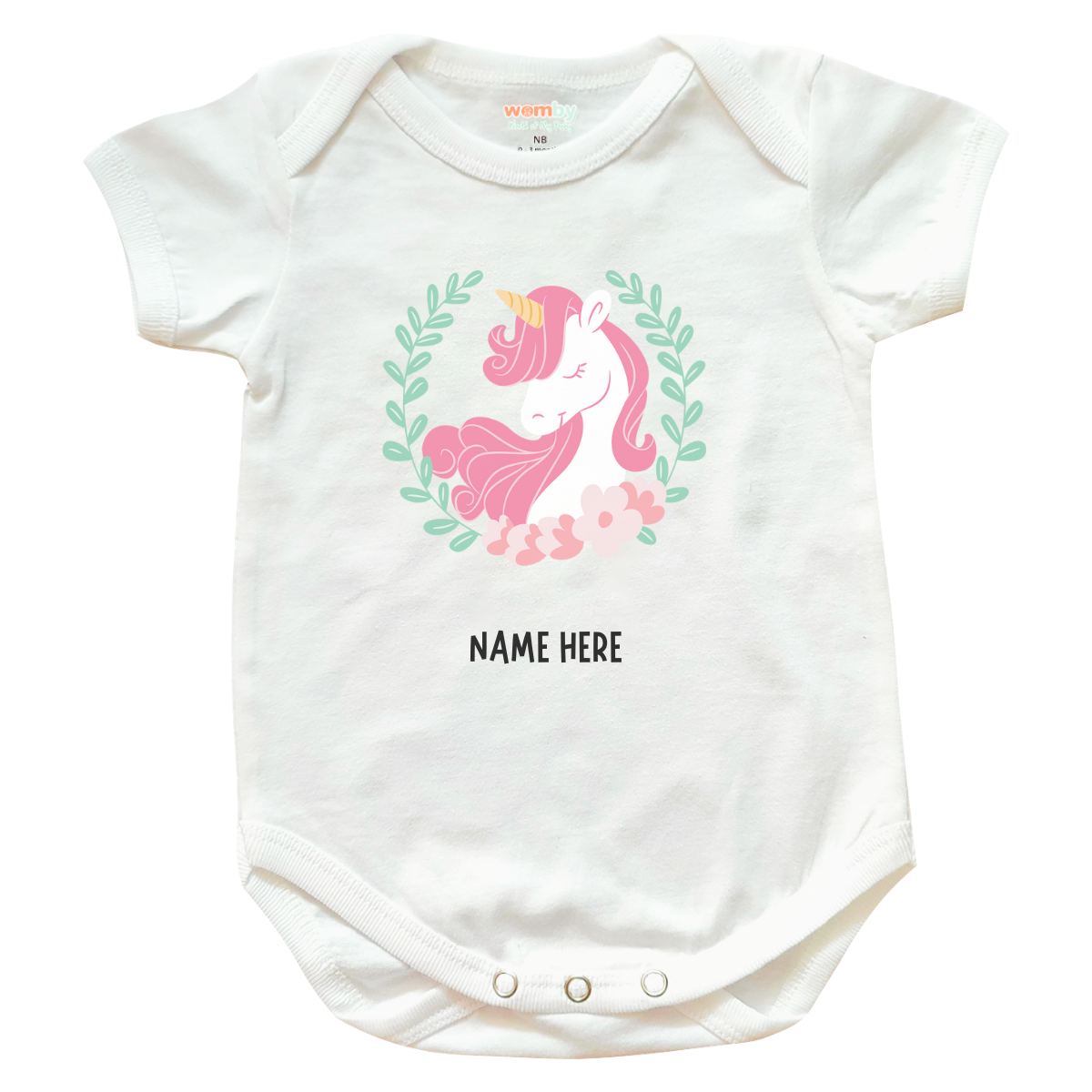 unicorn 4 womby baby rompers white