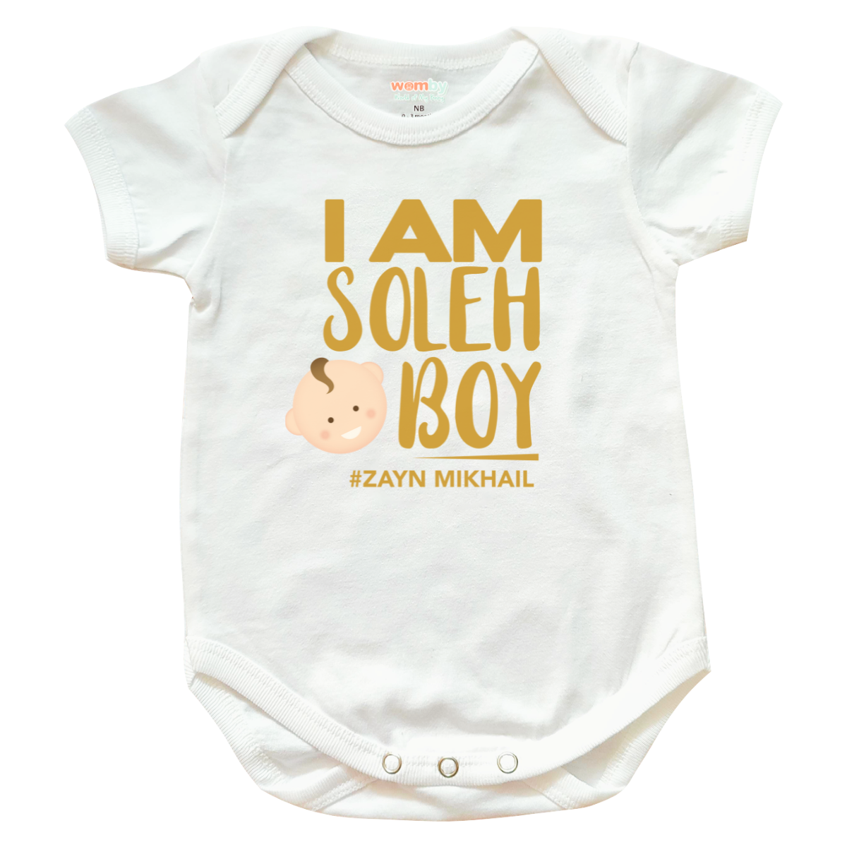 i am soleh boy Womby baby rompers white