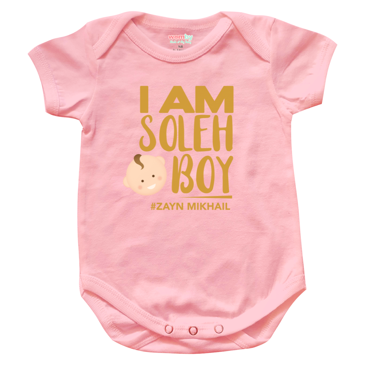 i am soleh boy Womby baby rompers pink