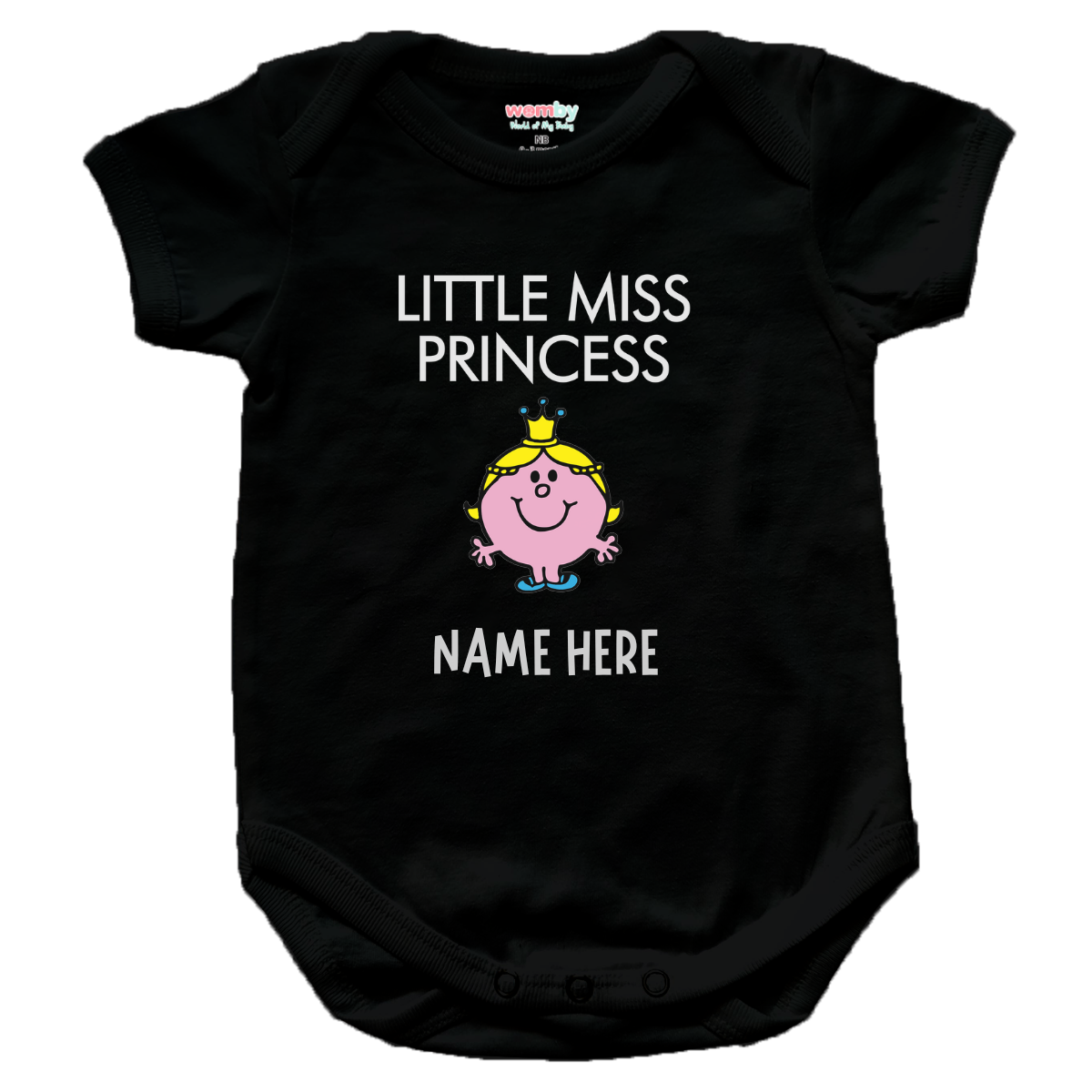 little miss Princess Womby baby rompers black