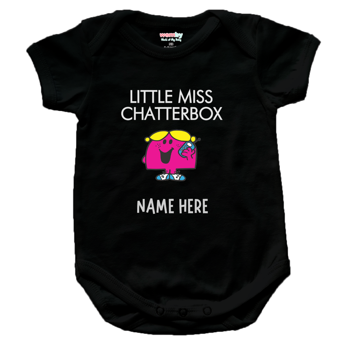 little miss Chatterbox Womby baby rompers black