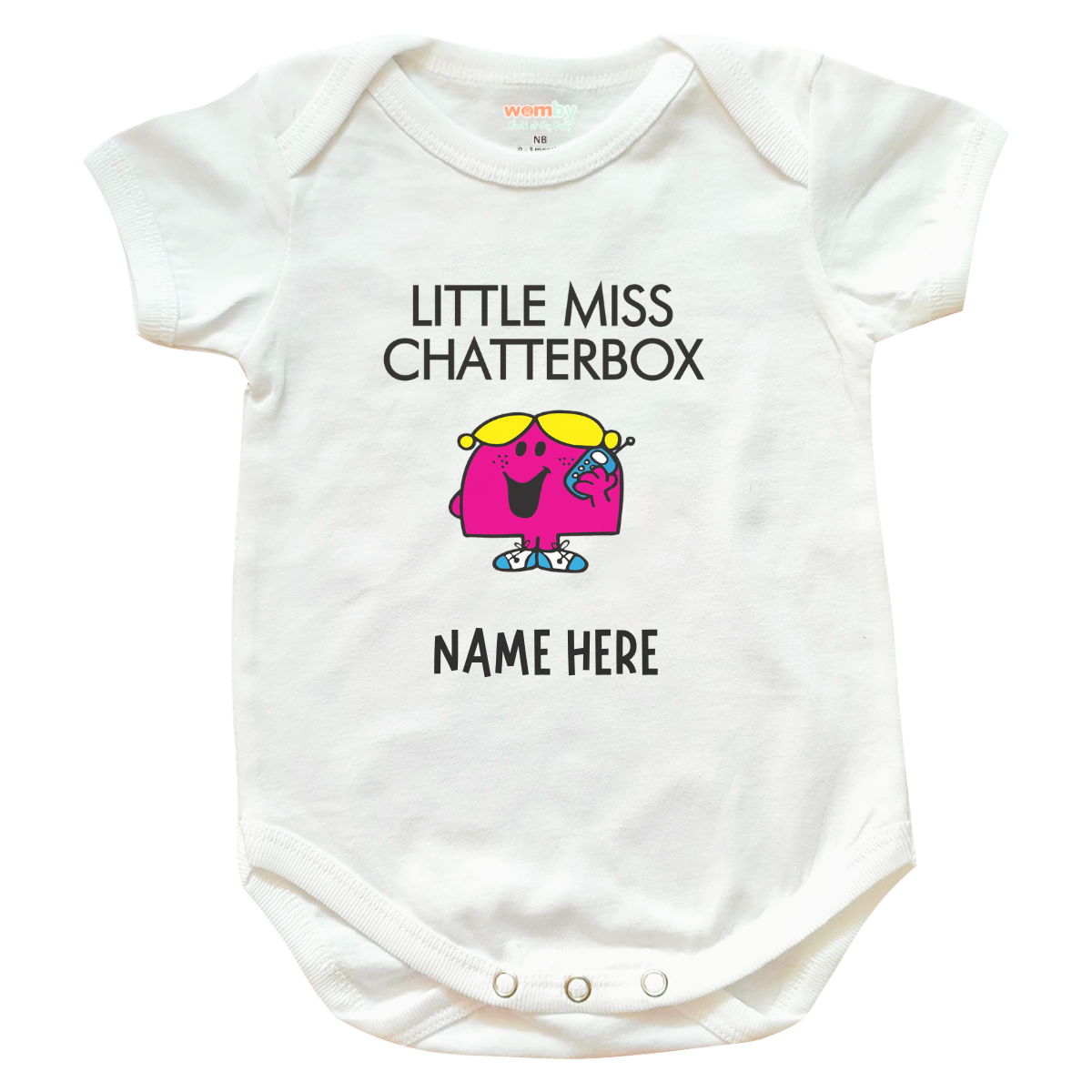 little miss Chatterbox Womby baby rompers white