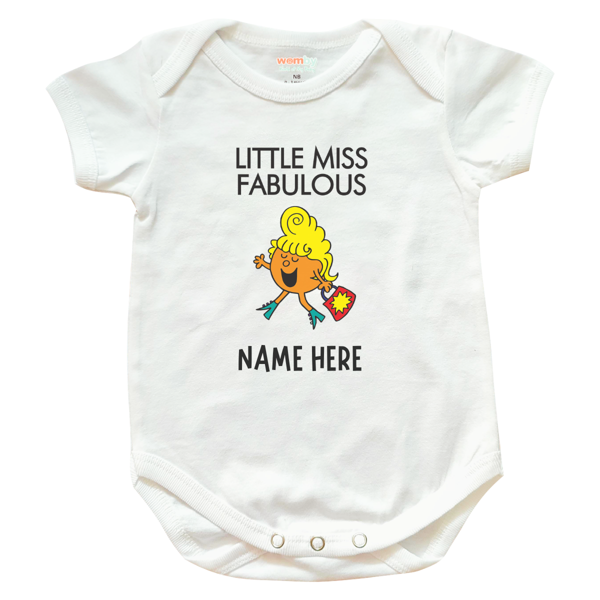 little miss Fabulous Womby baby rompers white