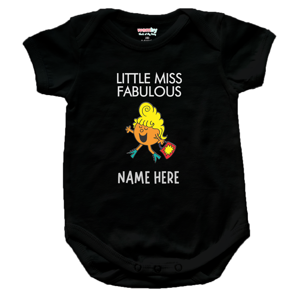 little miss Fabulous Womby baby rompers black