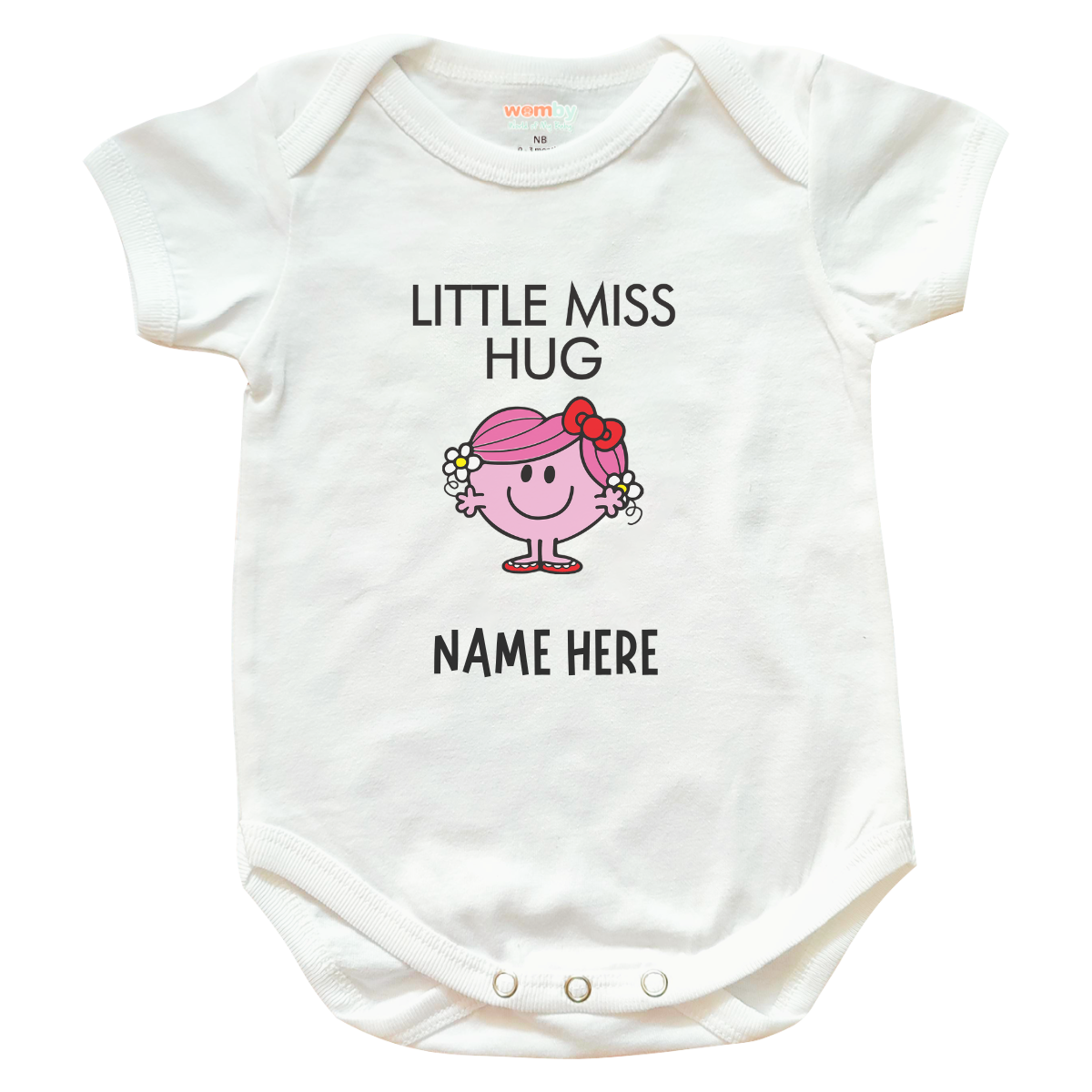 little miss hug Womby baby rompers white