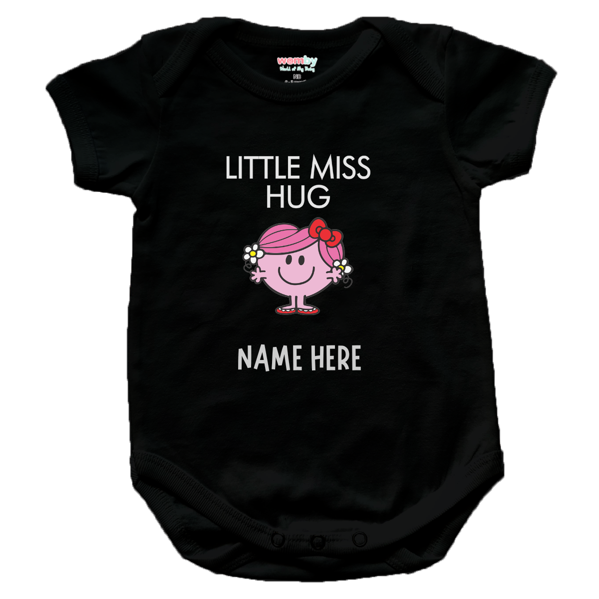 little miss hug Womby baby rompers black