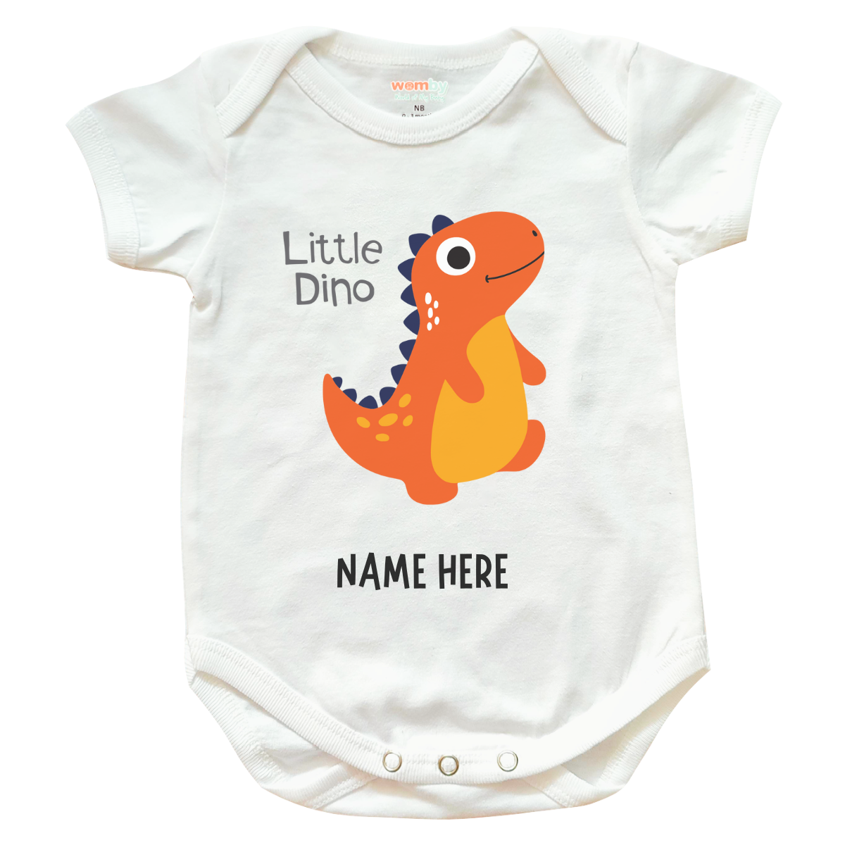 Little Dino Cartoon Baby Rompers - White