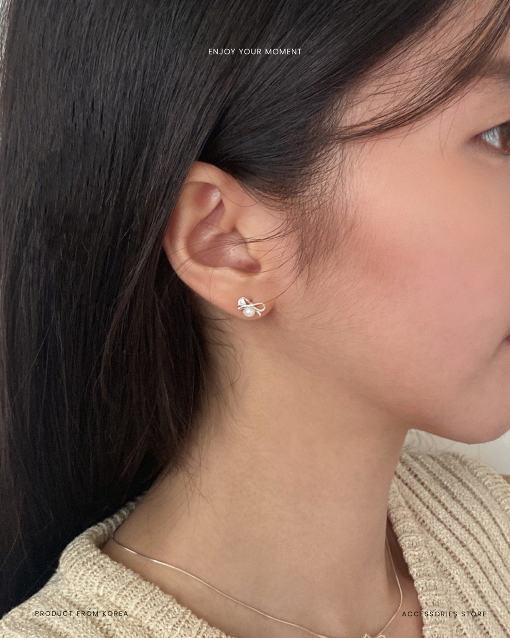 mini ribbon earrings with pearl (3)