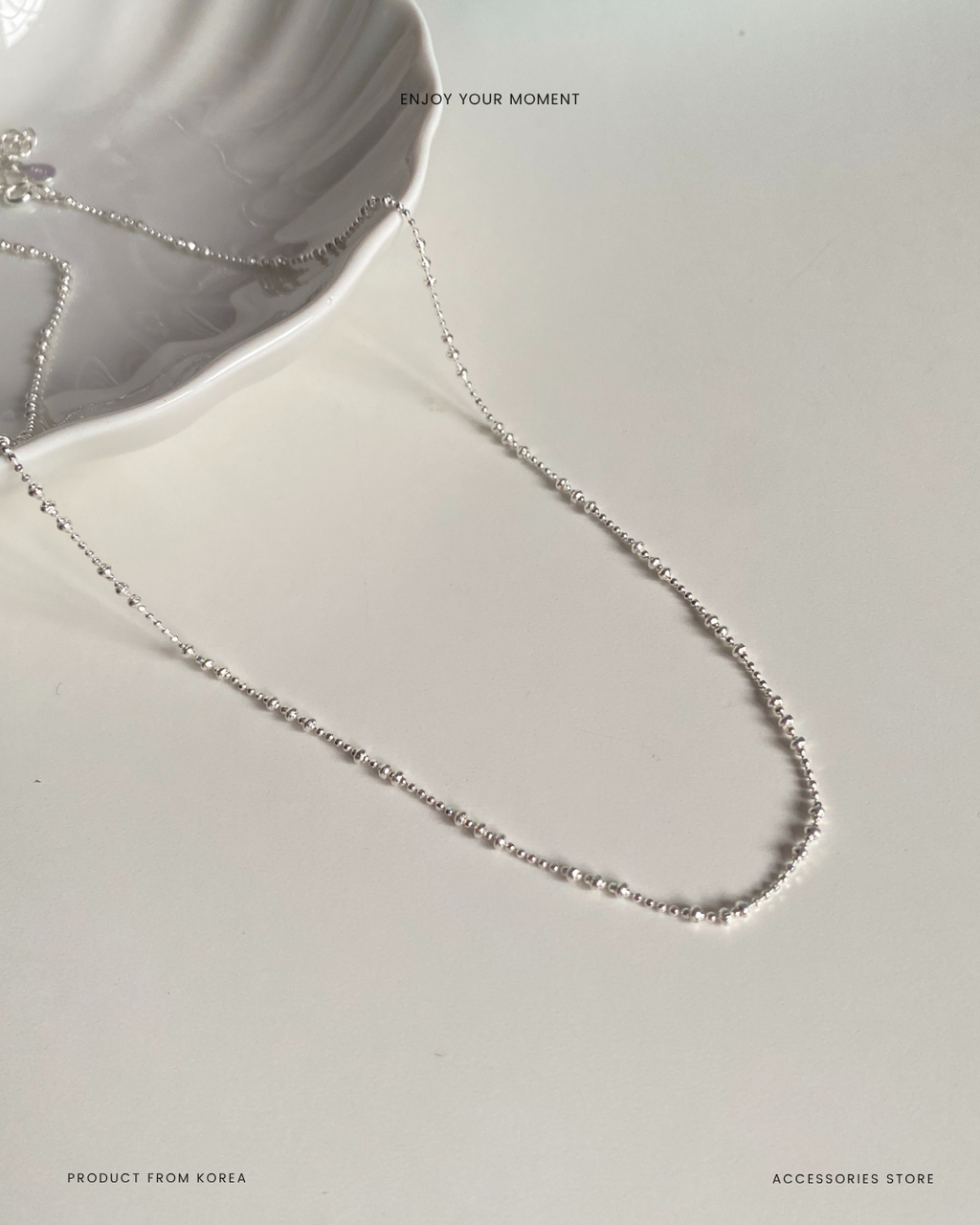 925 silver simple design with small beads necklace (2)