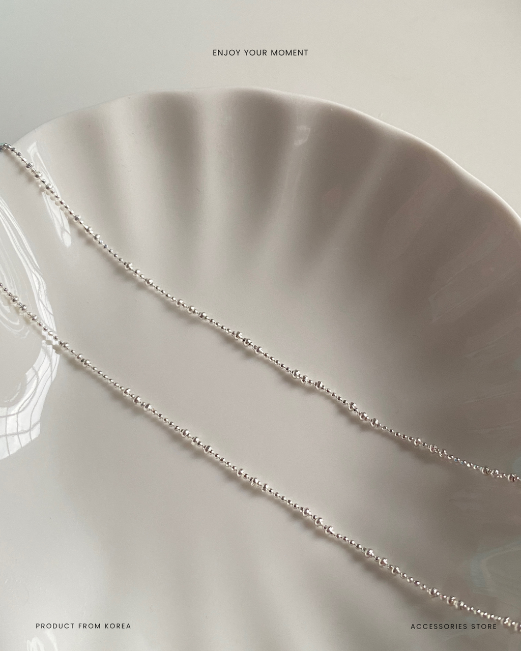 925 silver simple design with small beads necklace