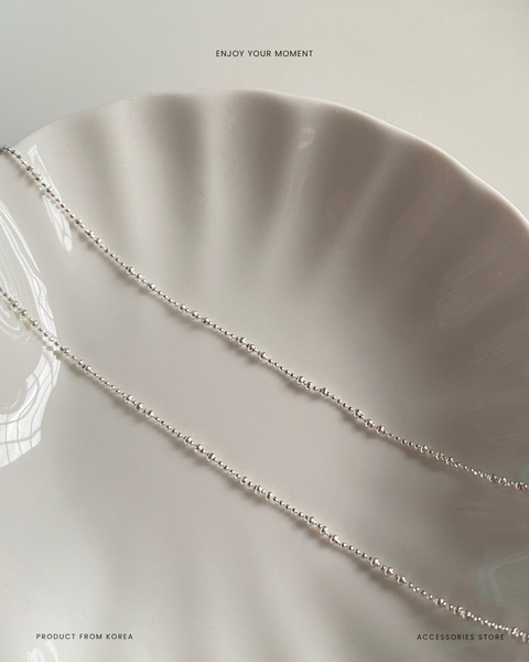 925 silver simple design with small beads necklace