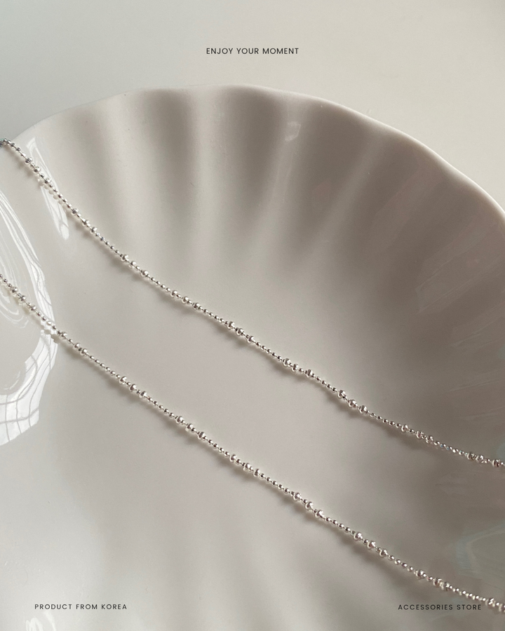 925 silver simple design with small beads necklace