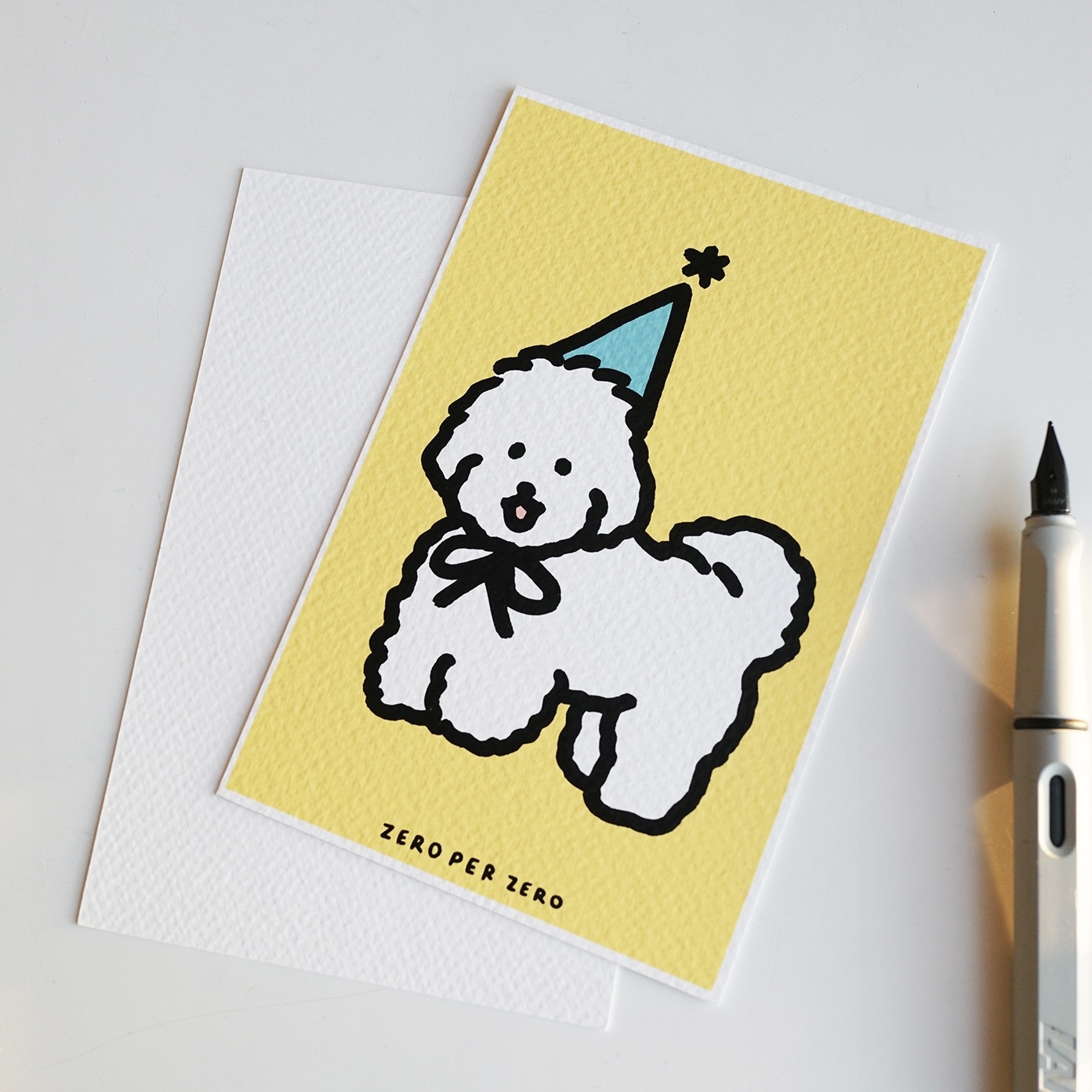 silkscreenpostcard-흰강아지옐로우-WhitePuppy(Yellow)-snap2