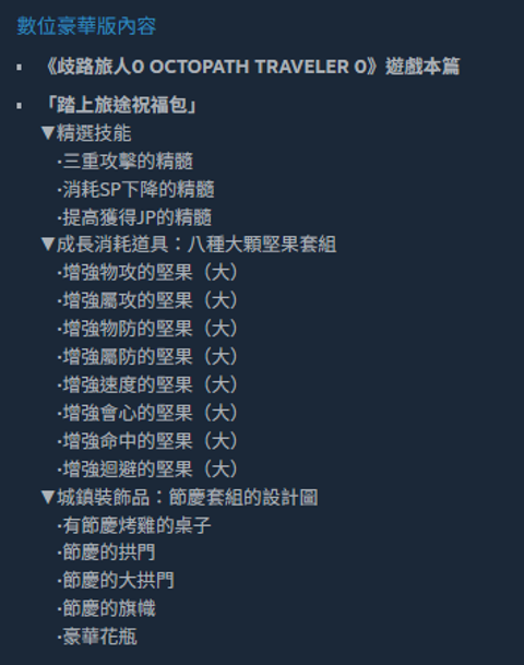 歧路旅人0 OCTOPATH TRAVELER 0 豪華版內容