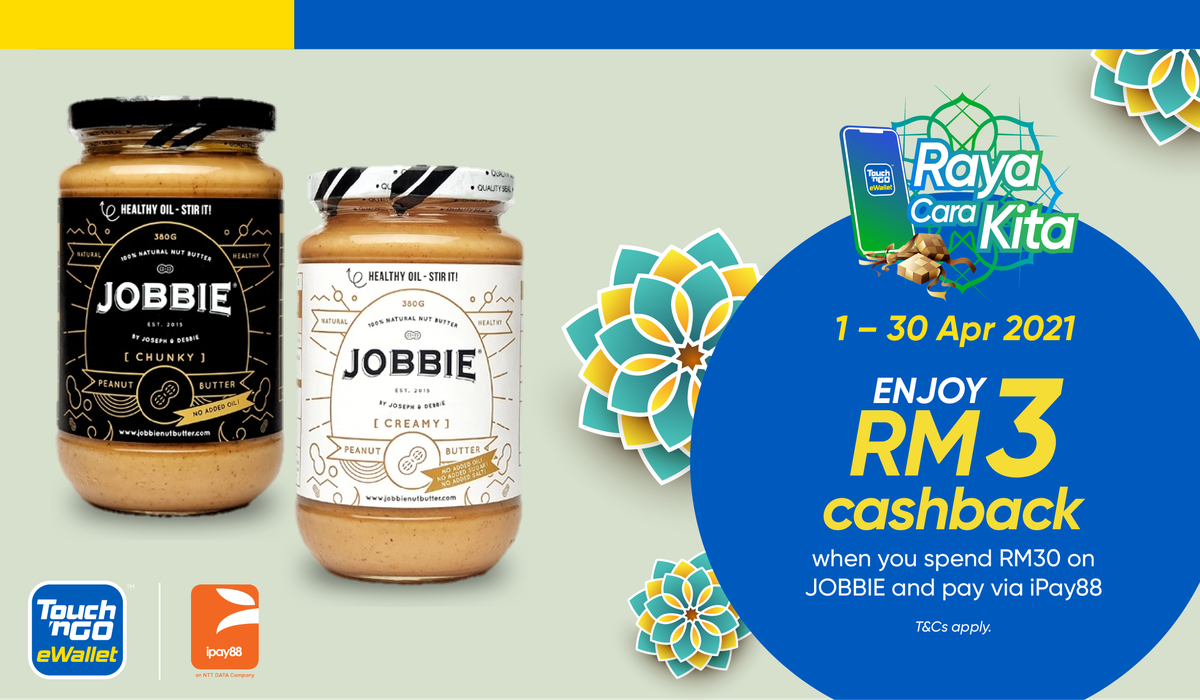Get RM 3 Cashback at JOBBIE with Touch 'n Go eWallet via iPay88