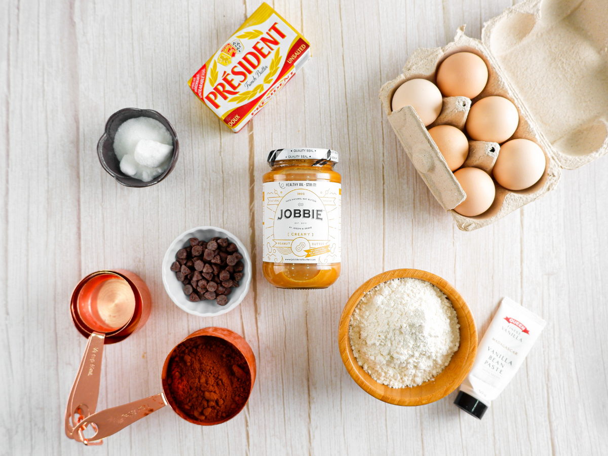 Ingredients for JOBBIE Peanut Butter Brownies