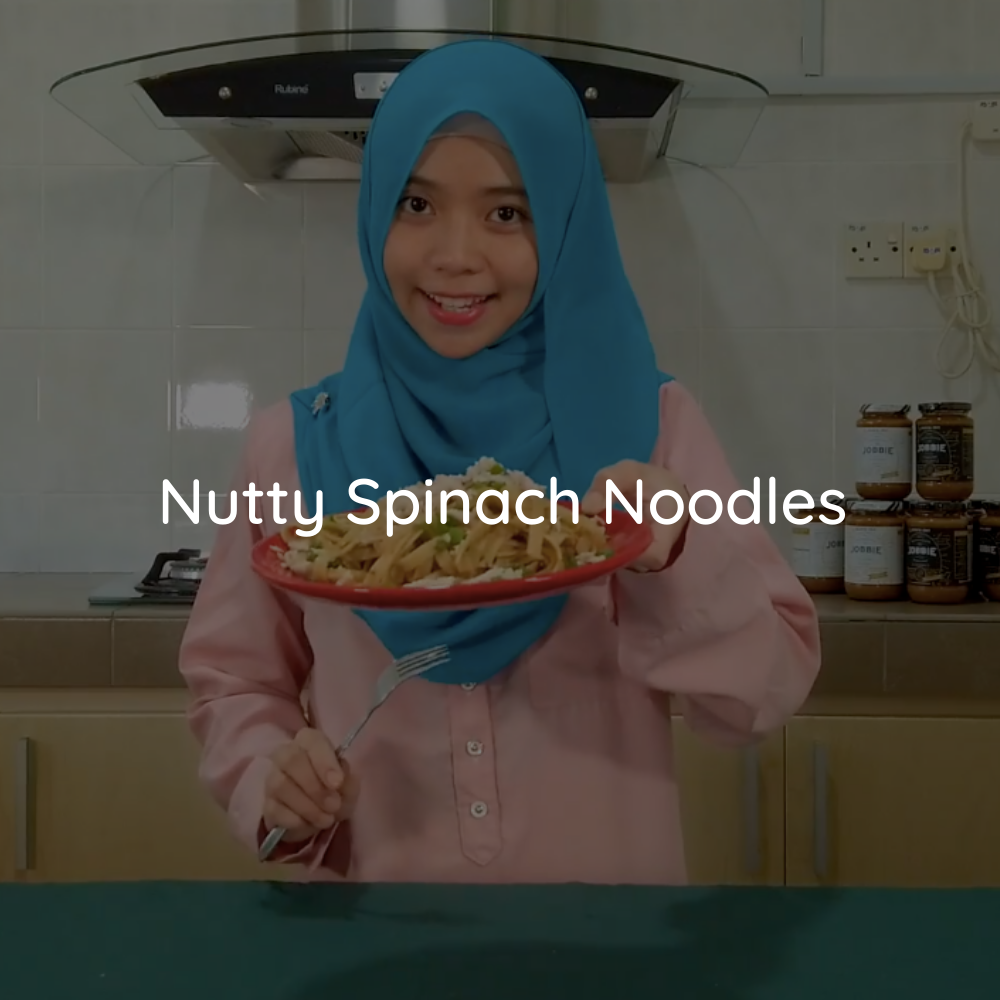  Nutty Spinach Noodles with JOBBIE Chunky Classic Peanut Butter