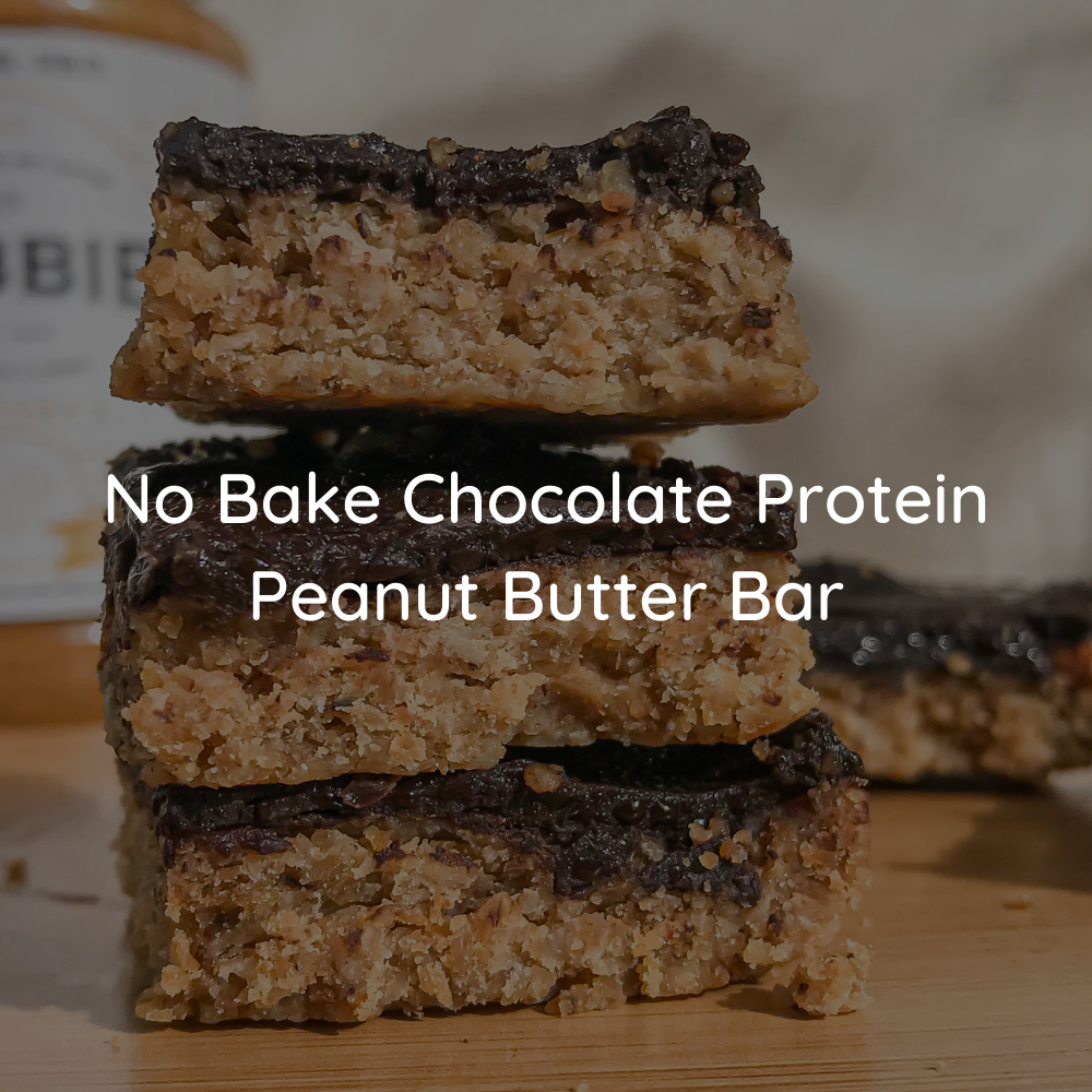 No Bake Chocolate Protein JOBBIE Peanut Butter Bar