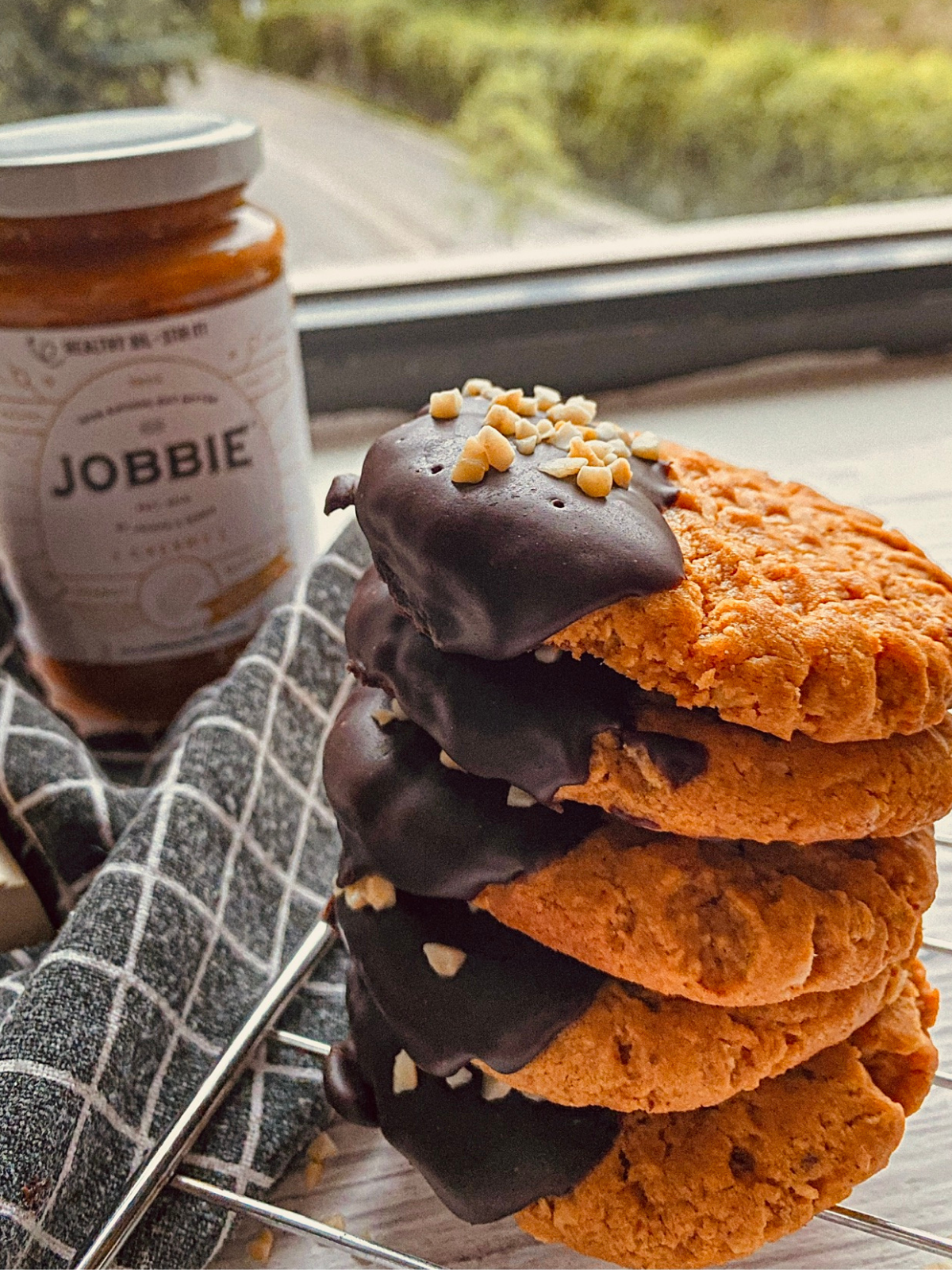 JOBBIE Peanut Butter Cookies with Chocolate Ganache Dip