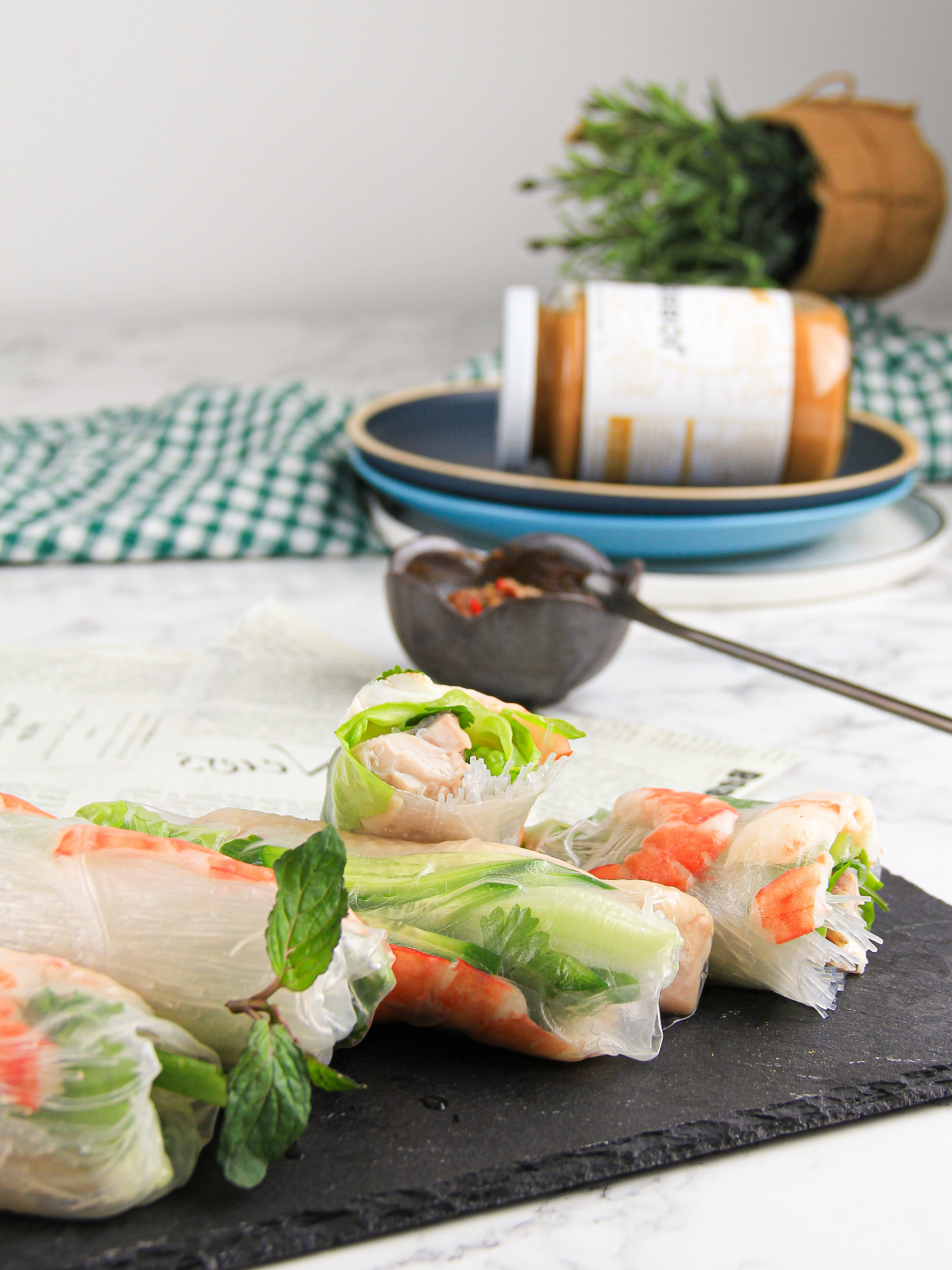 Vietnamese Spring Rolls with JOBBIE Peanut Butter Dipping Sauce