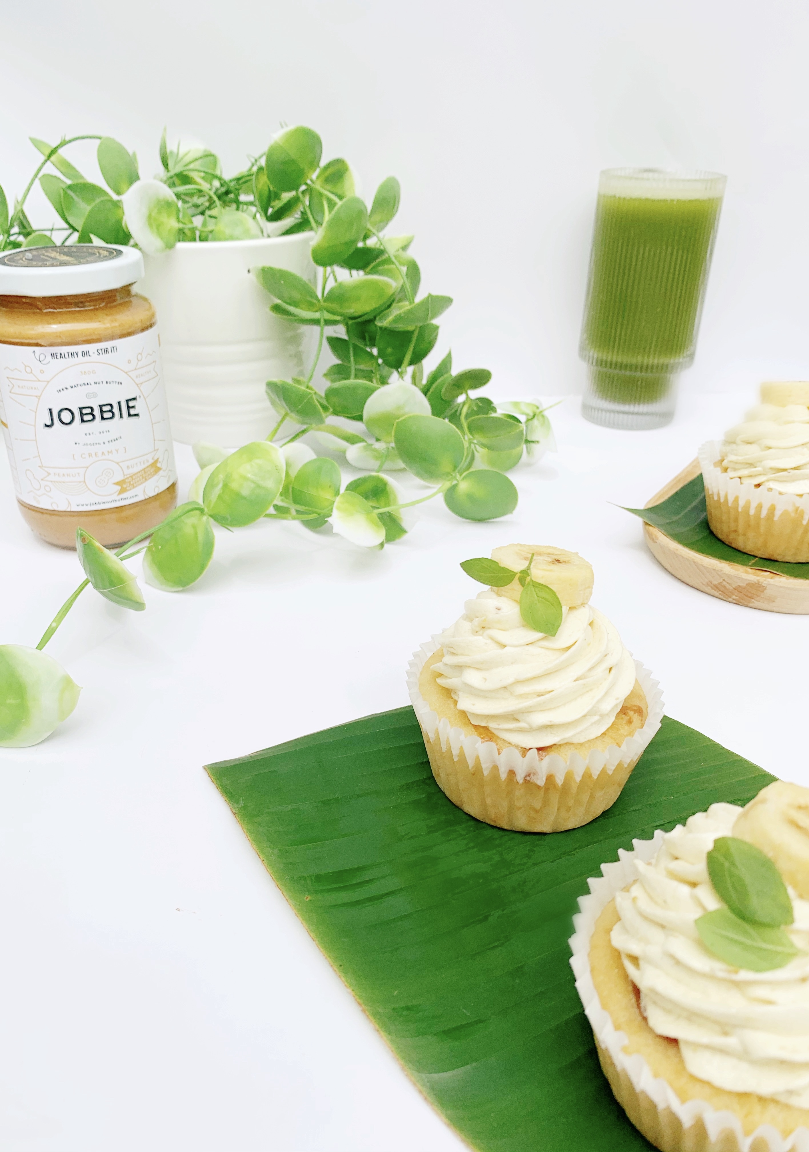 JOBBIE Peanut Butter Banana Salted Caramel Vegan Cupcakes