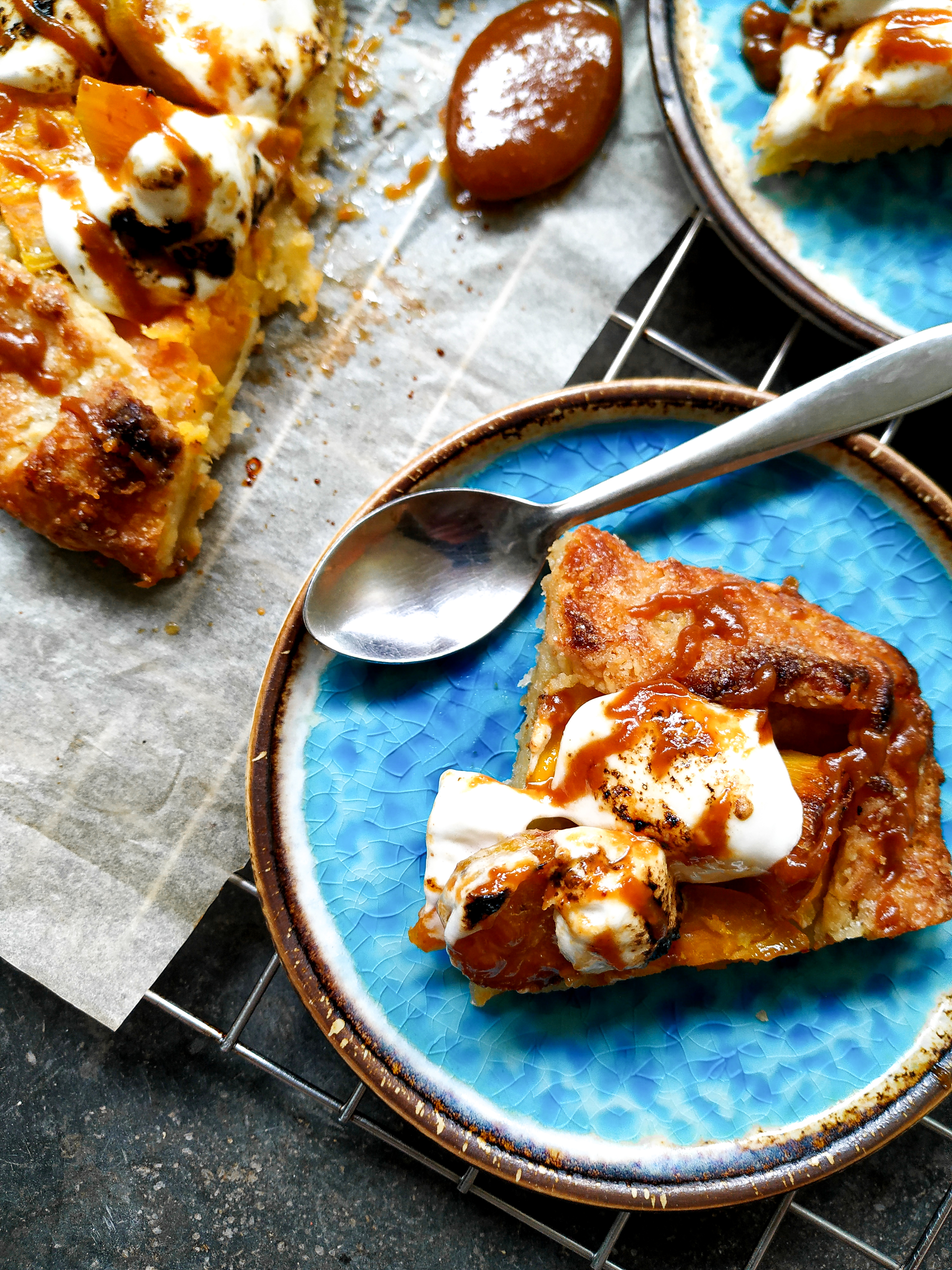 JOBBIE peanut butter praline galette with sweet potato and marshmallows