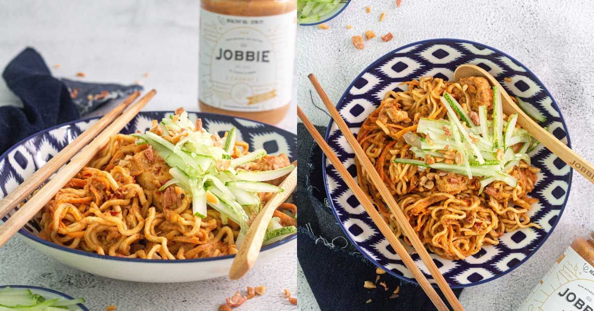 Spicy Peanut Satay Noodles with JOBBIE Peanut Butter