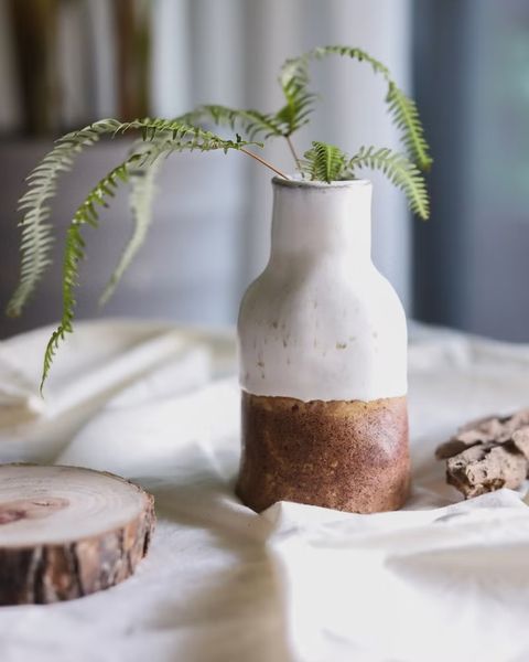 直筒腰扭捏陶花器