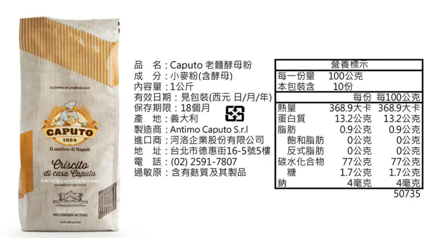 Caputo老麵粉成份表