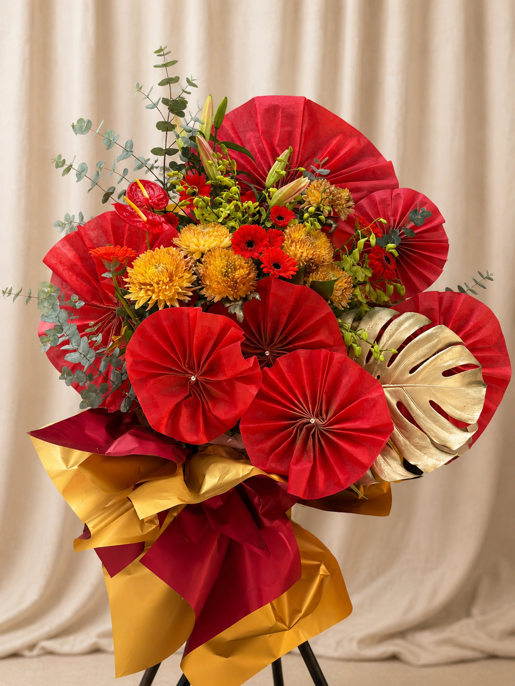 vibrant red and gold