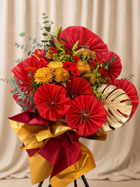 vibrant red and gold