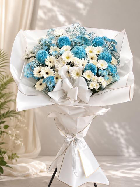 blue and white