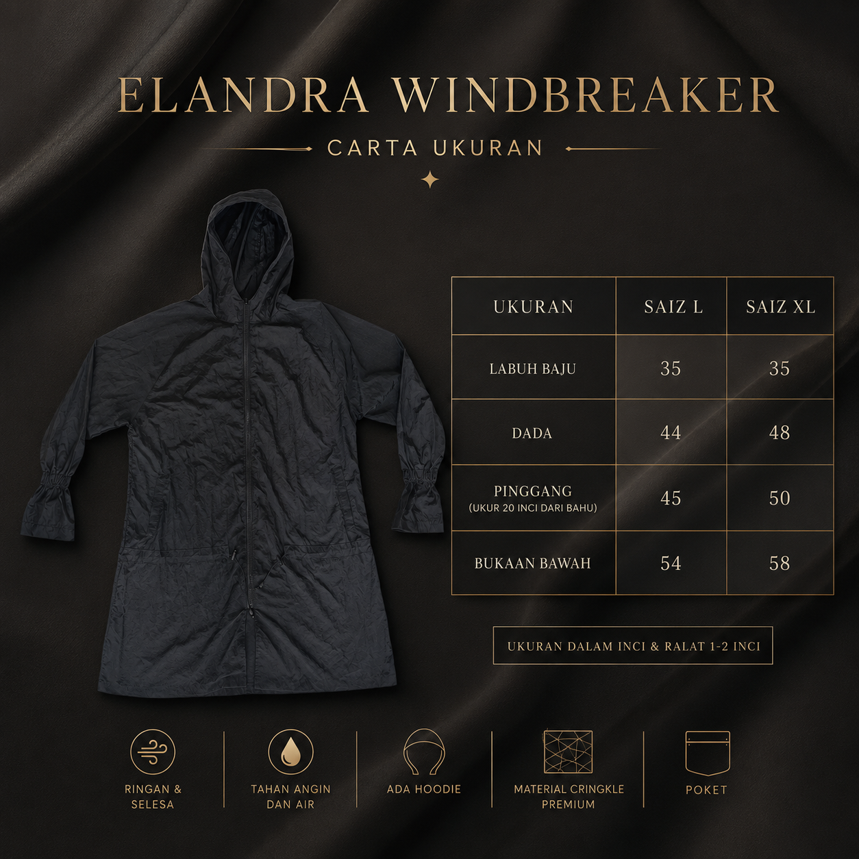 Carta ukuran Elandra
