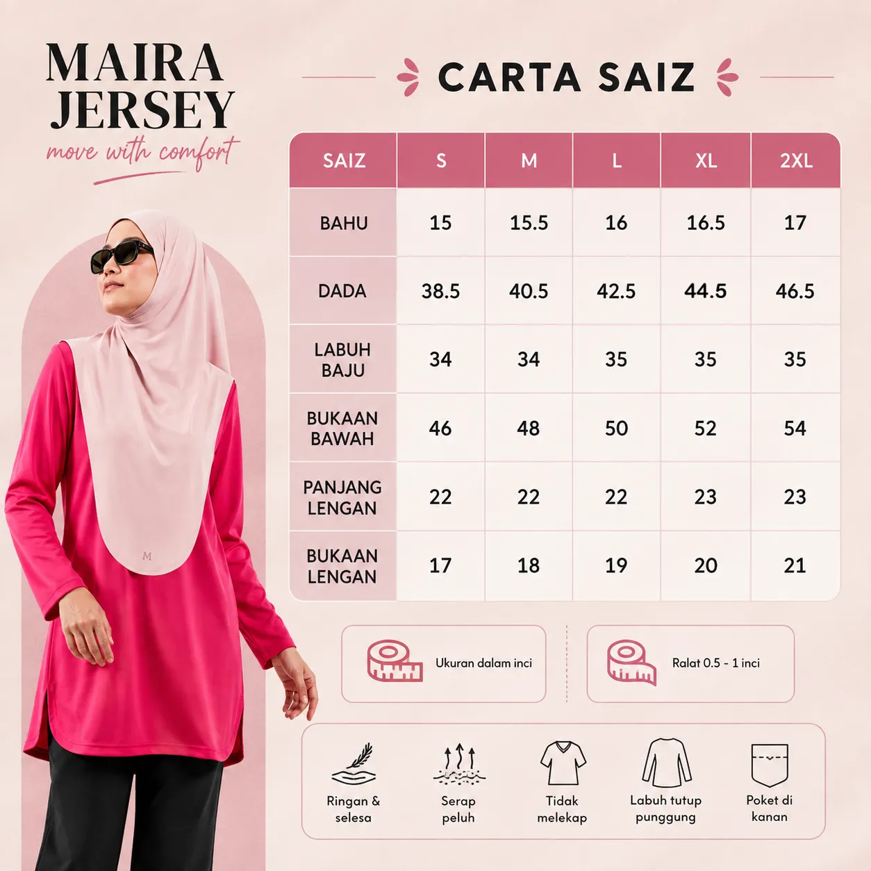 Ukuran Maira Jersey