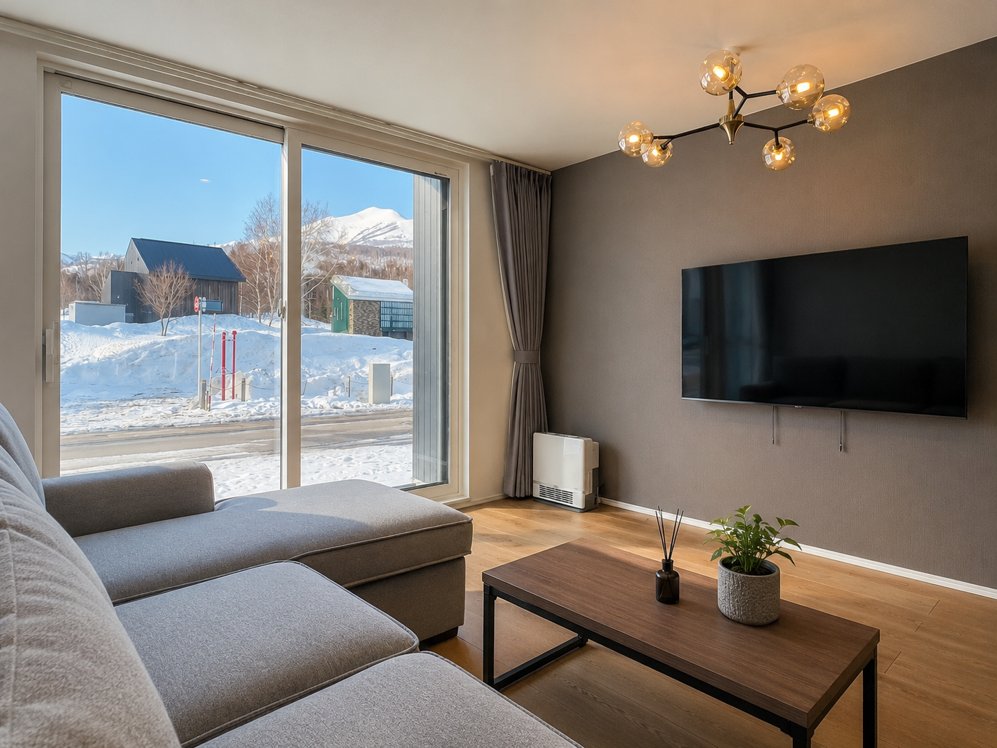Niseko White Villas Annupuri 客廳雪景