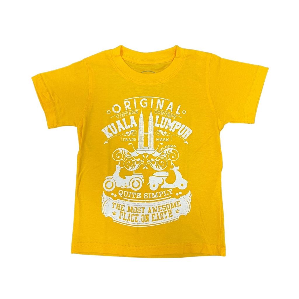 Petronas_TwinTowers_Kids_Vintage_TShirt_Yellow_Front