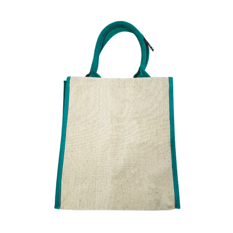 PETT25 JUTE BAG - BEIGE_TURQOISE BACK