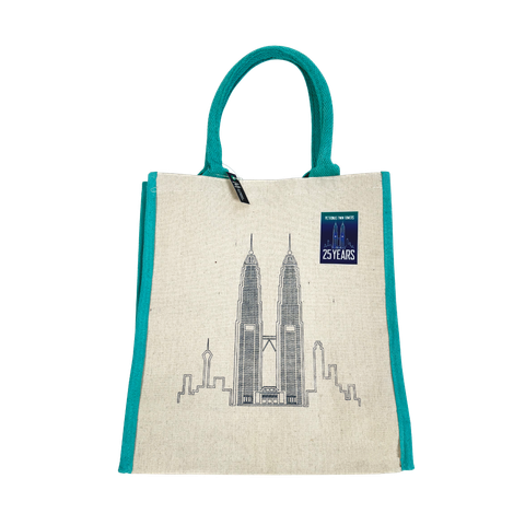 PETT25 JUTE BAG - BEIGE_TURQOISE FRONT