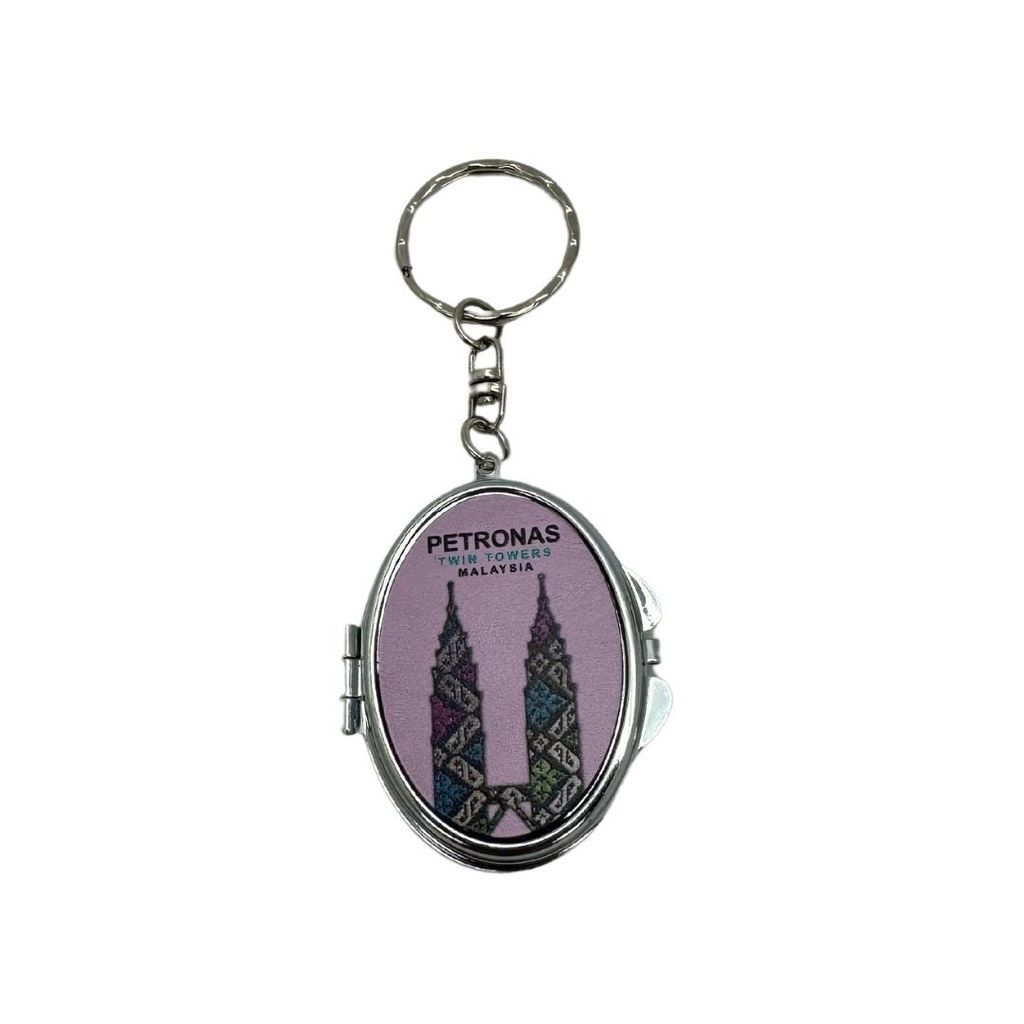 PETRONAS TWIN TOWERS METAL MIRROR OVAL KEYCHAIN (3)