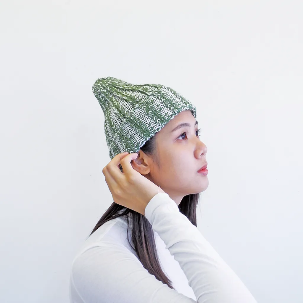 Alpaca beanie Vert Cream