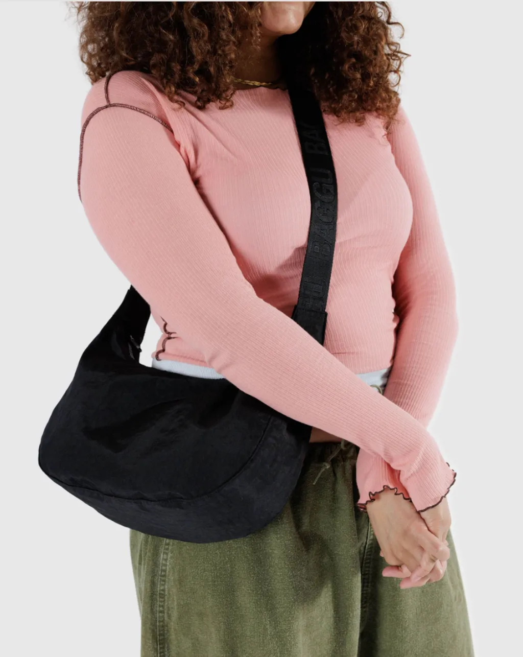 Medium Nylon Crescent Bag black 3