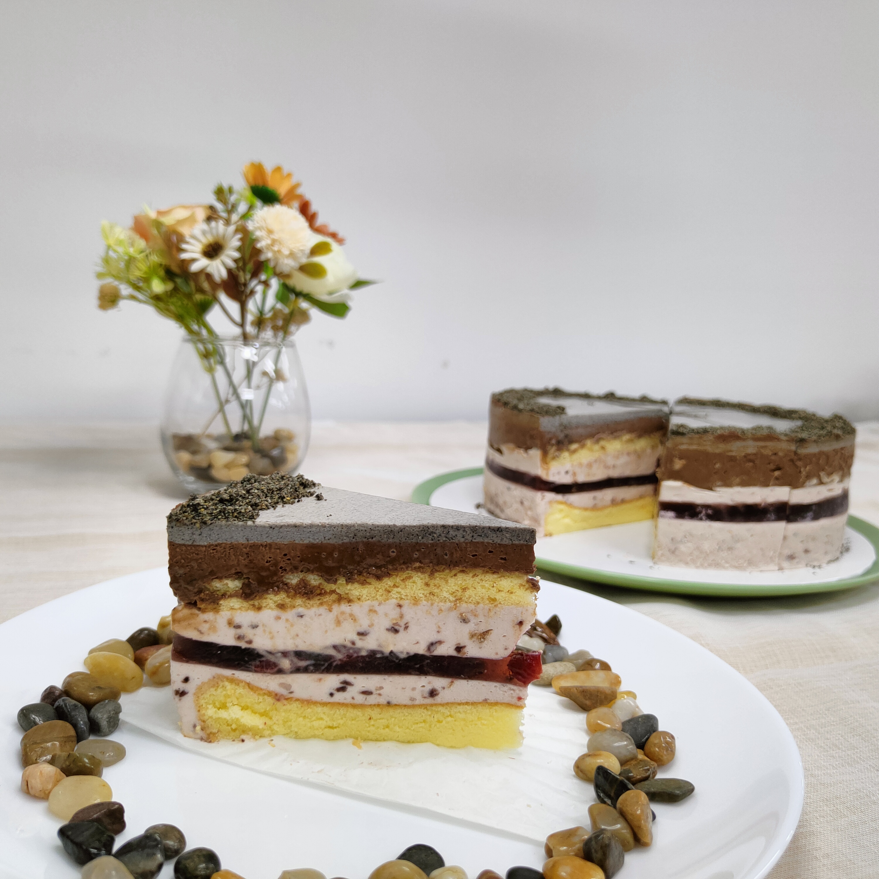 Black Sesame and Raspberry Cake | Hen Chen Food Industry Sdn.Bhd