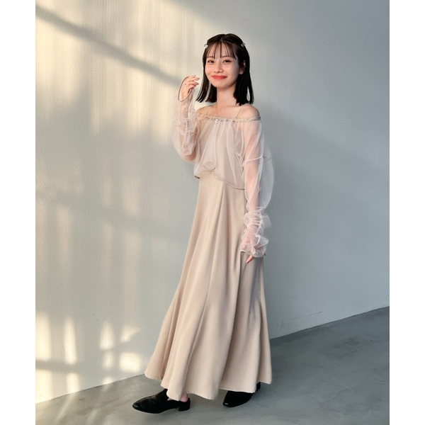 [blossom日本選品]hinari 兩件式薄紗透膚細肩連衣裙チュールオケージョンドレス