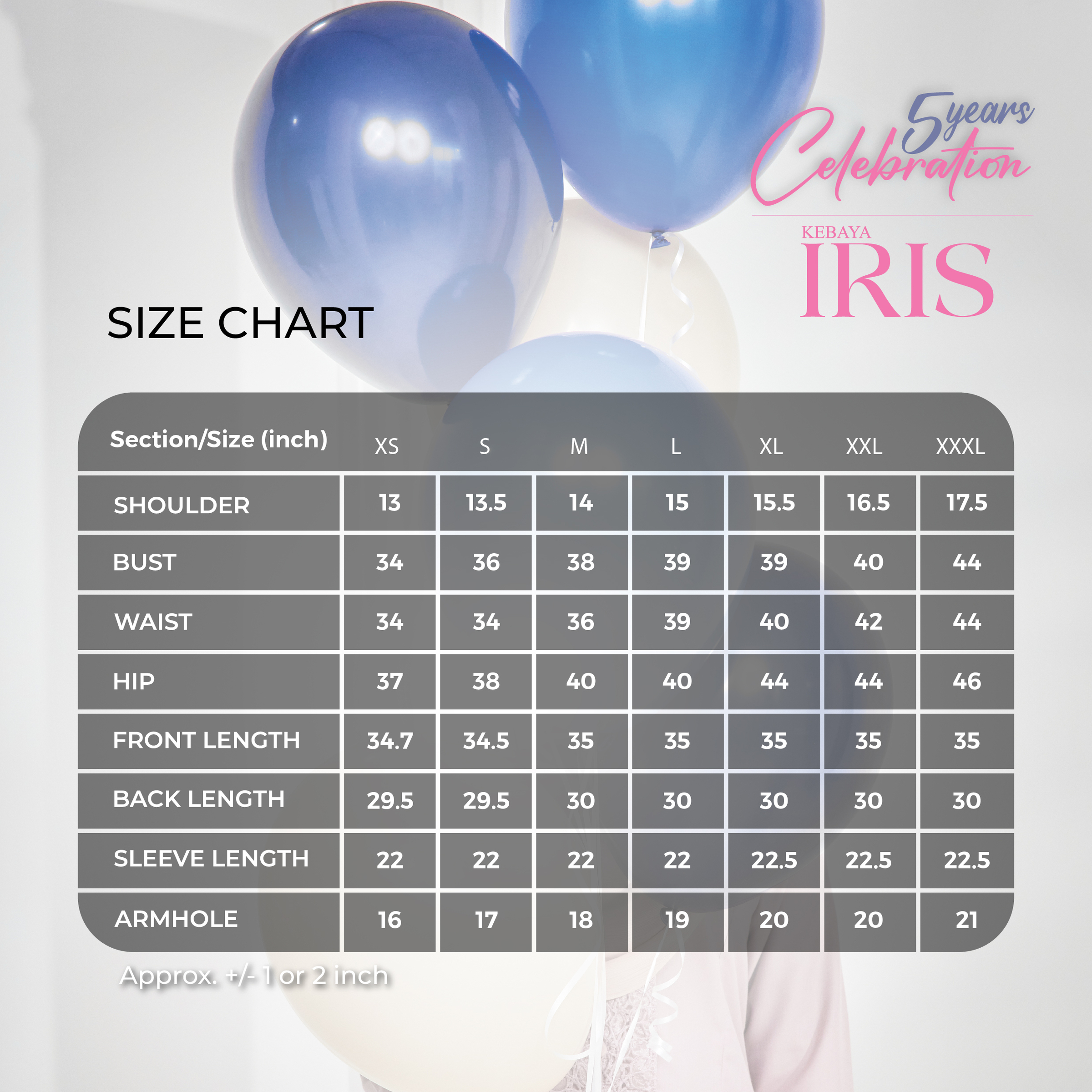 MEASUREMENT KEBAYA IRIS 