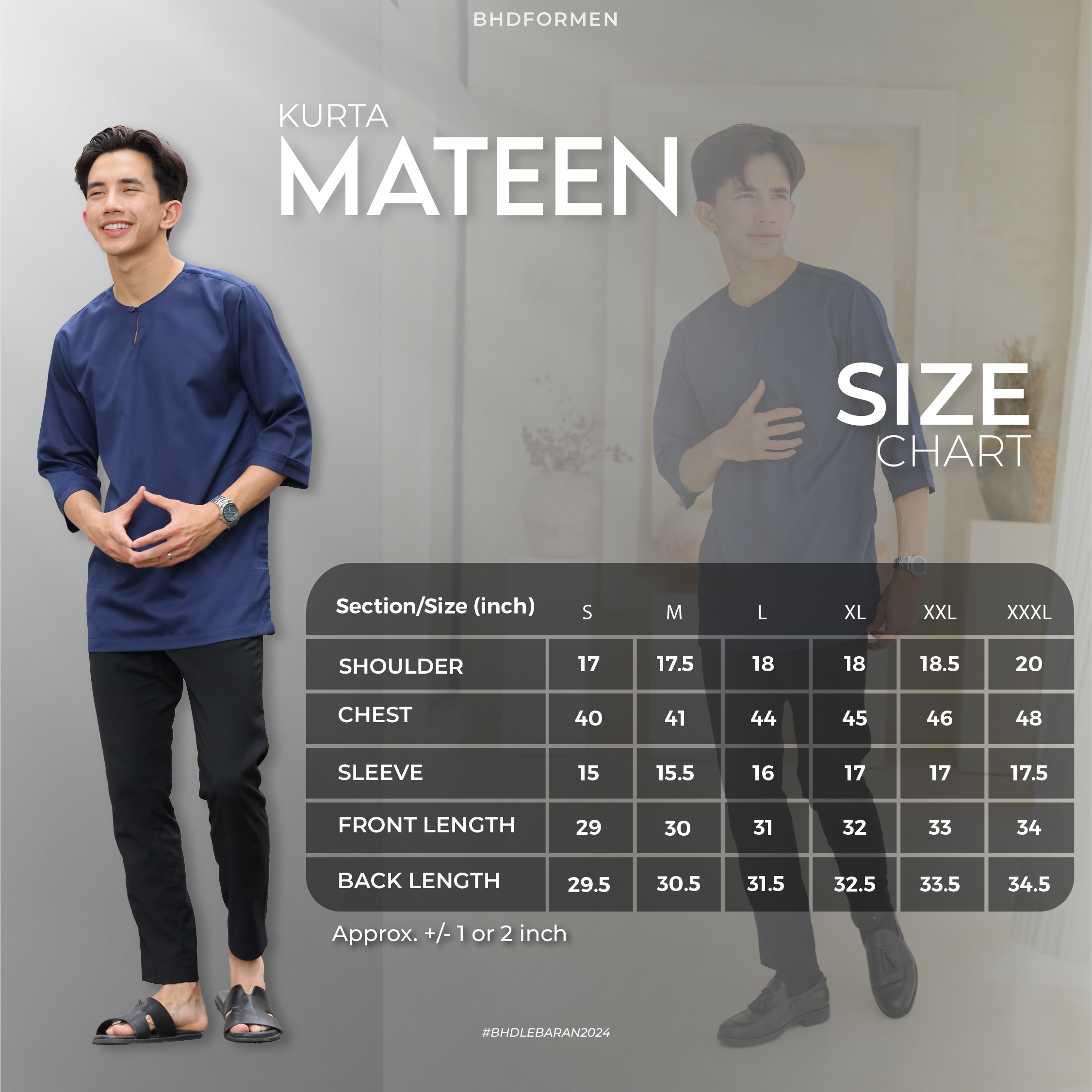 SIZE CHART KURTA MATEEN