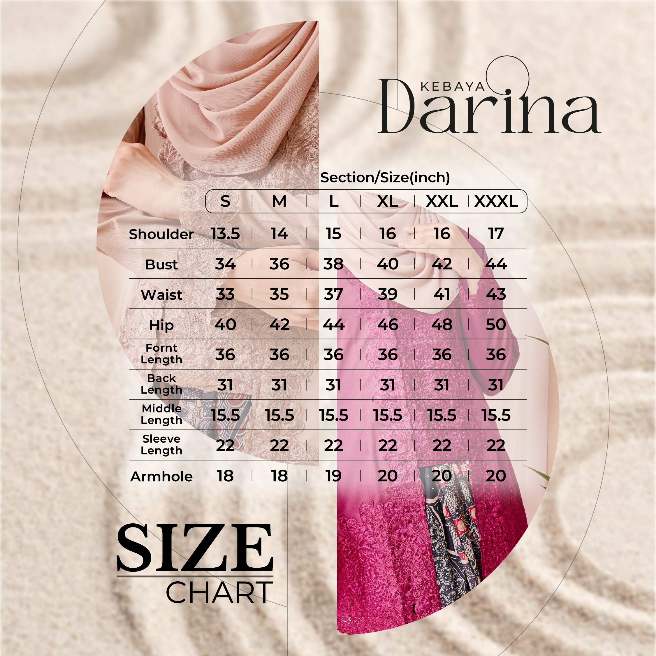 POSTER SIZE CHART KEBAYA DARINA