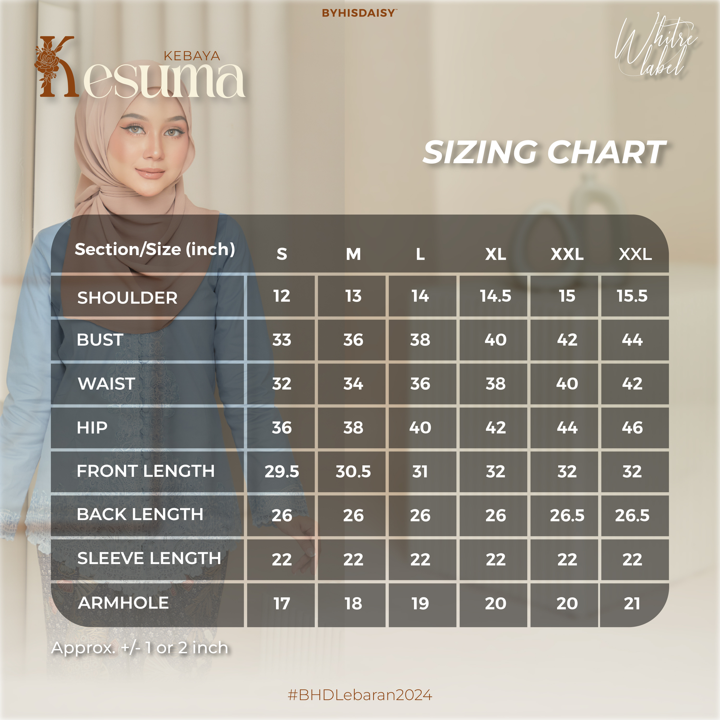 SIZING CHART KEBAYA KESUMA